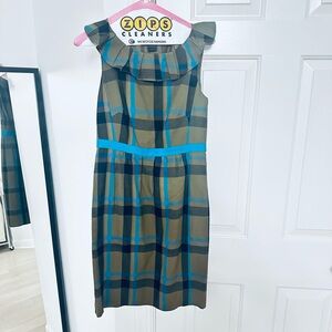 Marc Jacobs Blue and Brown Plaid Midi Dress
